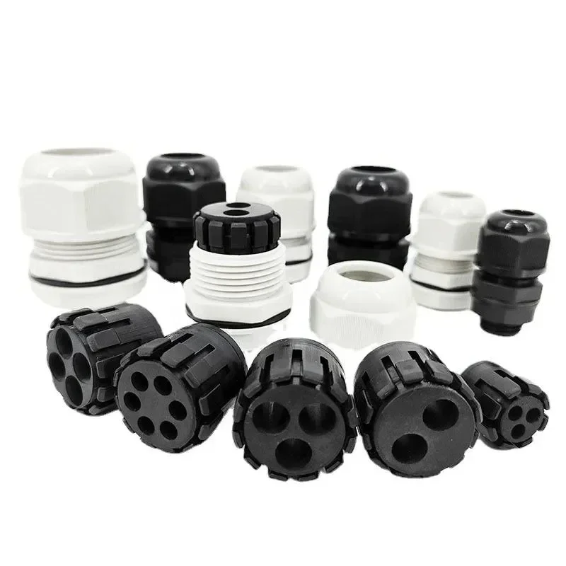 Prensaestopas de nailon con múltiples orificios, impermeables IP68, enchufe de inserciones de plástico métricas de 2/3 orificios para electricidad, 5 uds.