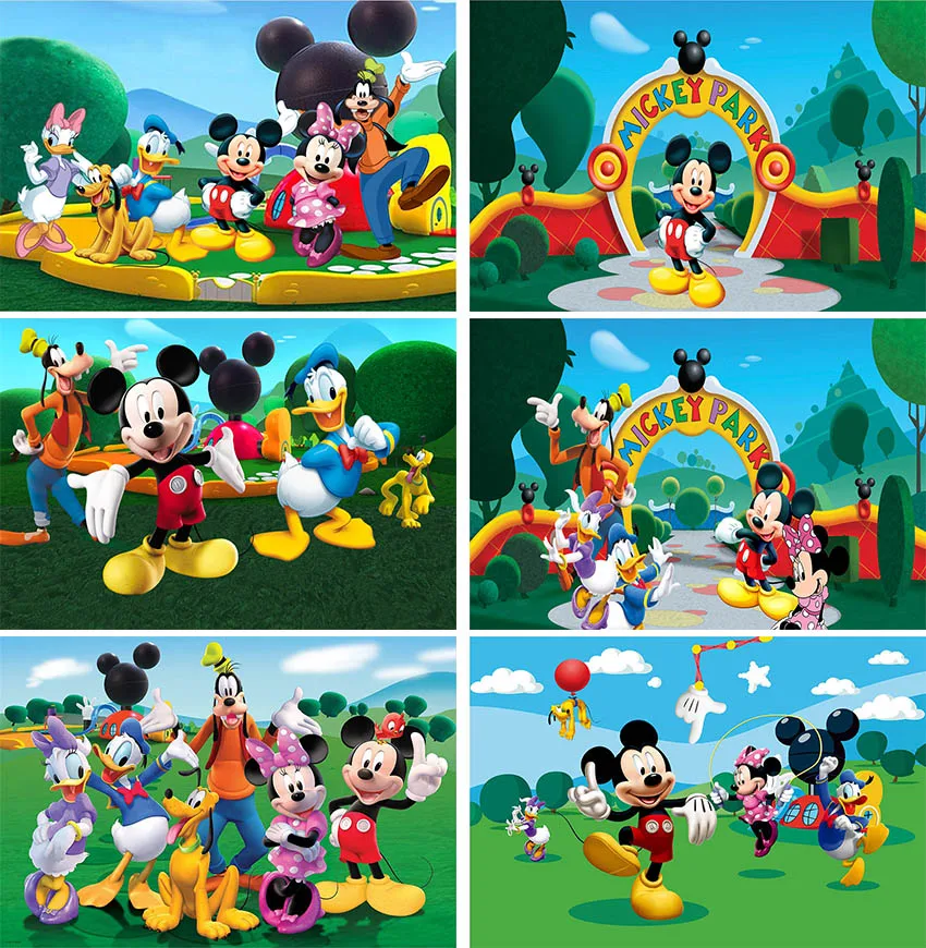 Disney Mickey Mouse Great Clubhouse Hunt Theme Happy Birthday Backgrounds Decors Vinyl Cloth Party Backdrops Baby Shower Banner