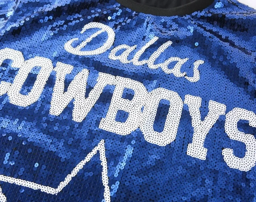 2025 New Cowboy Baseball Football Game Female Tops Sequin Women Jersey Dress