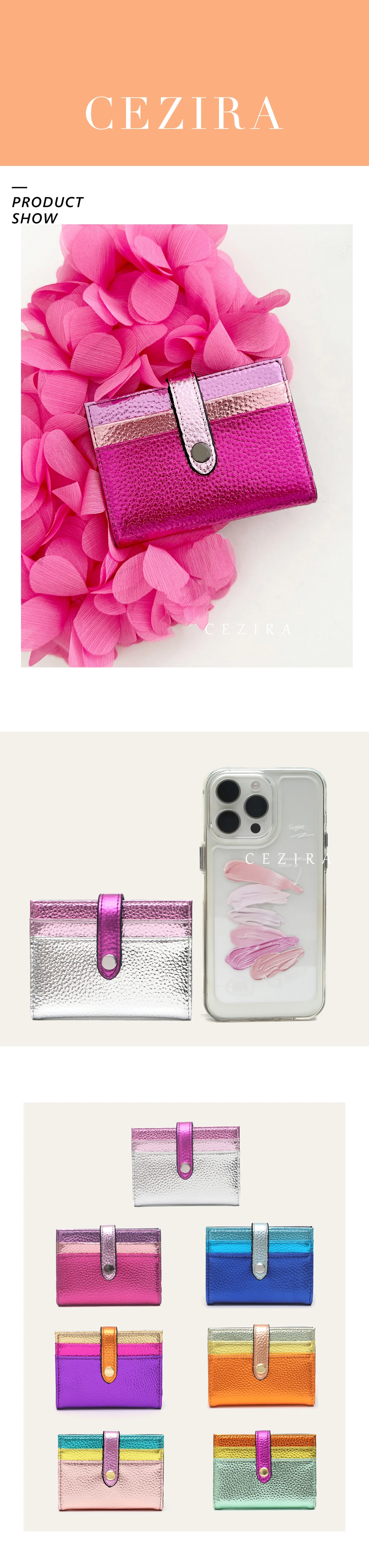 CR Fashion Metallic Color Block PU-Leder Bifold Kurzgeldbörse für Damen mit mehreren Kartenfächern, Kreditkartenhalter, Geldbörse, Alltagsgeschenk, Reisezubehör – Detail 1
