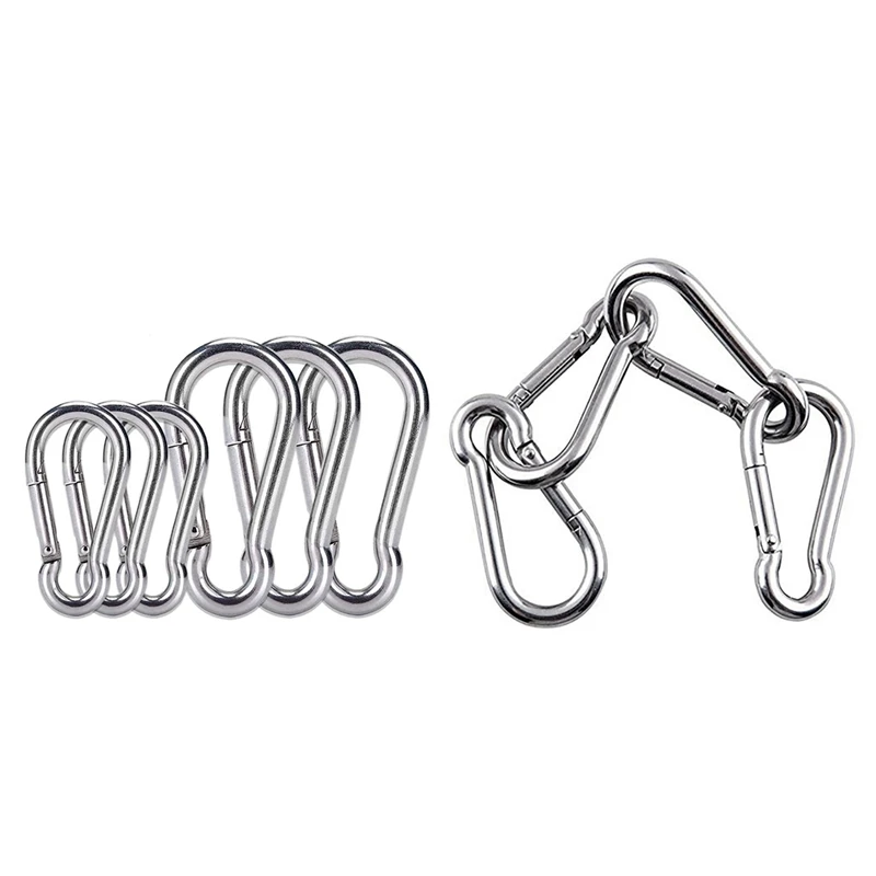 4Pcs M6 Spring Snap Hooks Heavy Duty Stainless Steel 304 Swing Set & 6Pcs Stainless Steel Spring Snap Hook Carabiner