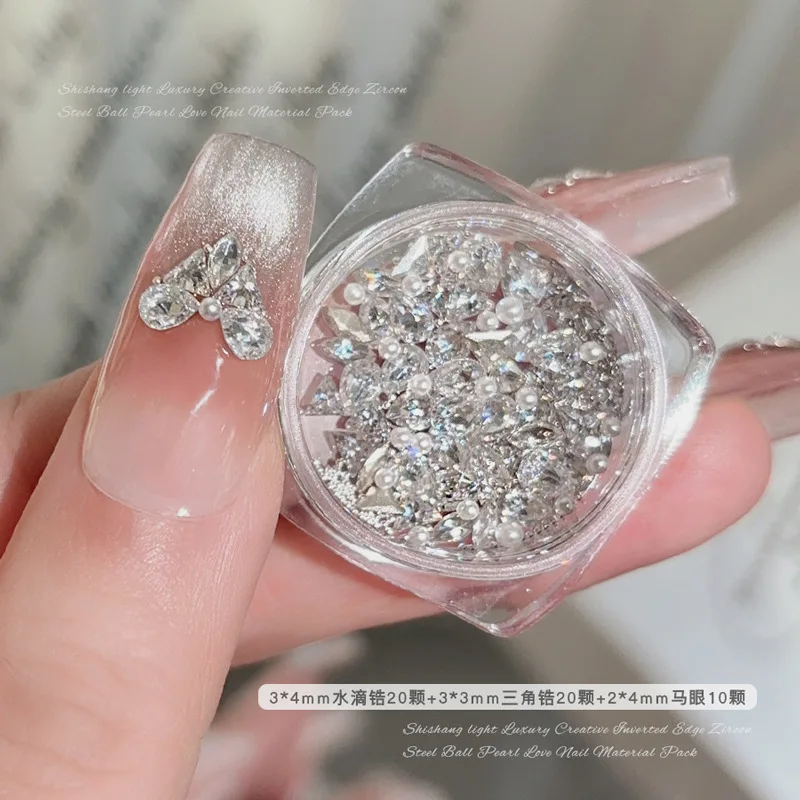 Waterdruppel Hart Vlinder Steentjes Splicing Crystal Omgekeerde Rand Zirkoon Boor Nail Art Decoraties Accessoires Manicure