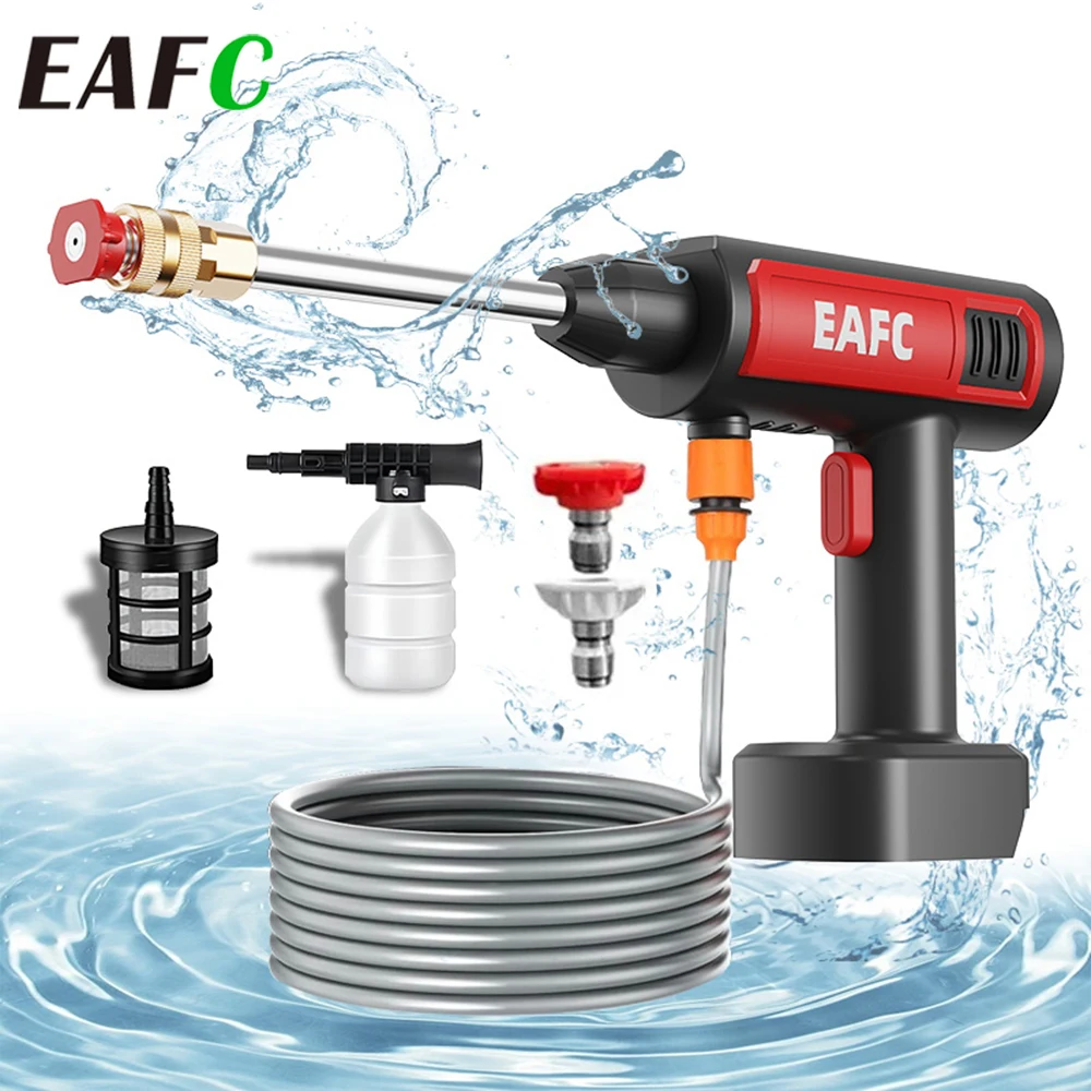 EAFC 60Bar 300W Wireless High Pressure Car Wash Washer Gun Auto Clean Foam Generator Water Gun Spray Cleaner Car Washing Machine