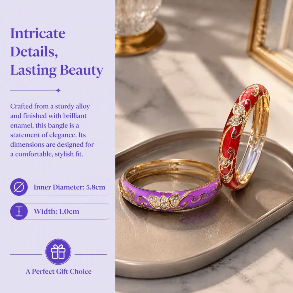 1cm Crown Cloisonne Bracelet Colored Dropper Oil Crown Colored Dropper Oil Bangle Five-leaved Flower Blooms Traditional
