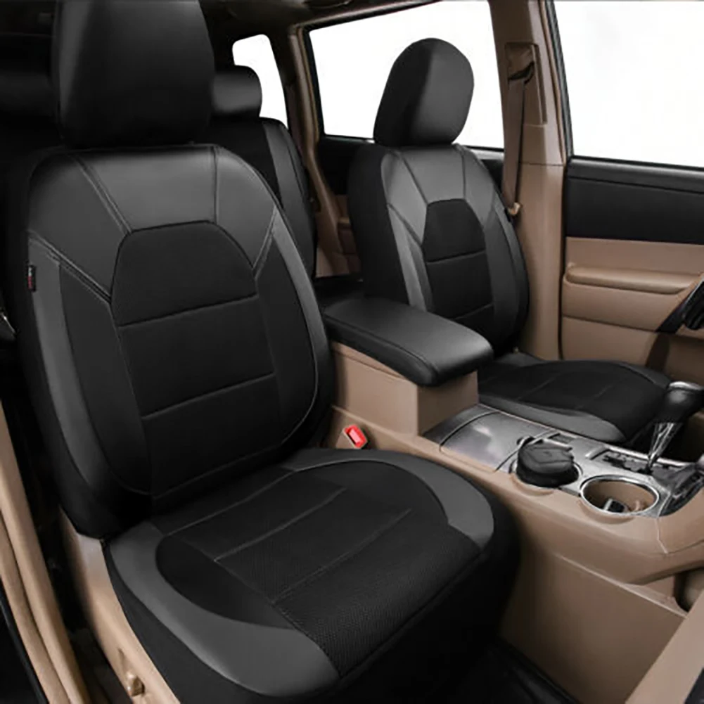 Car Seat Cover Universal PU Leather Car Seat Cushion Front And Rear Seat Full Protection Seat Pad For 5-Seater Cars Trucks Vans