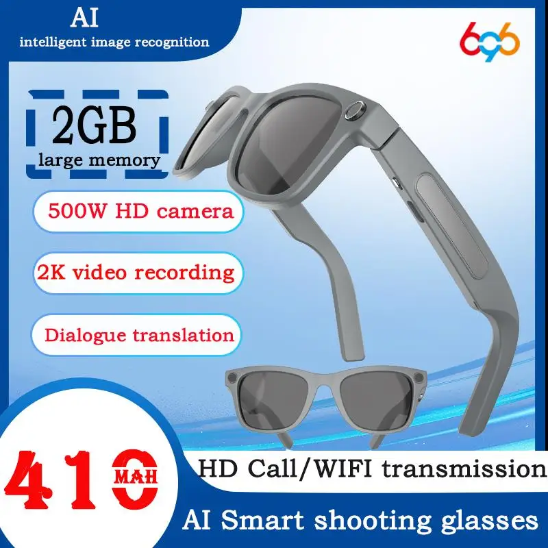 

696 Солнцезащитные очки с синим зубом, умные очки с искусственным интеллектом, 500 Вт, пиксель, 2K, видеозапись, HD-вызов, интеллектуальное распознавание изображений, перевод диалога