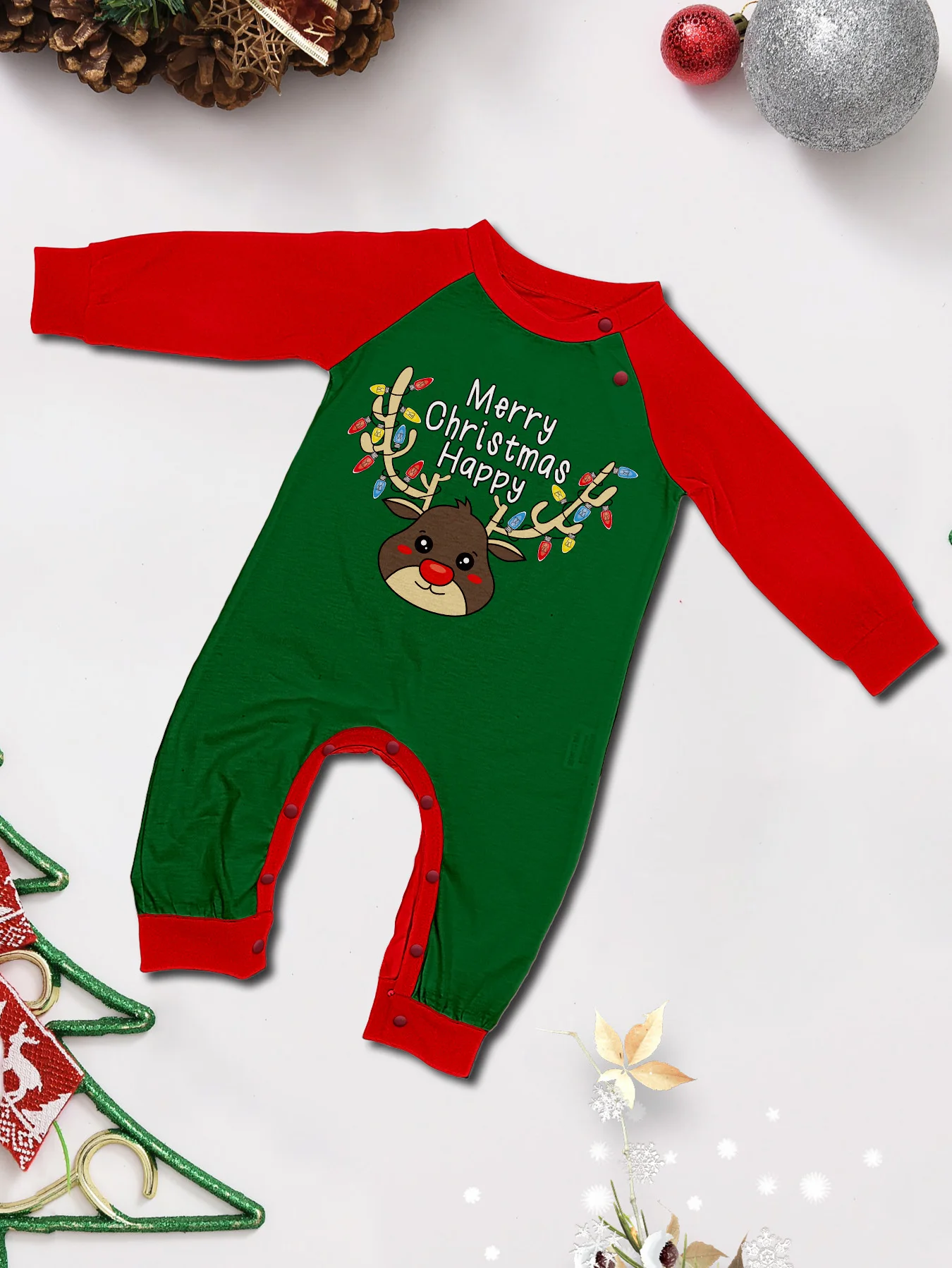 2025 Xmas Family Matching Pajamas Merry Christmas Deer Printed Adult Kid Baby Family Matching Outfits Christmas Family Pj\'s