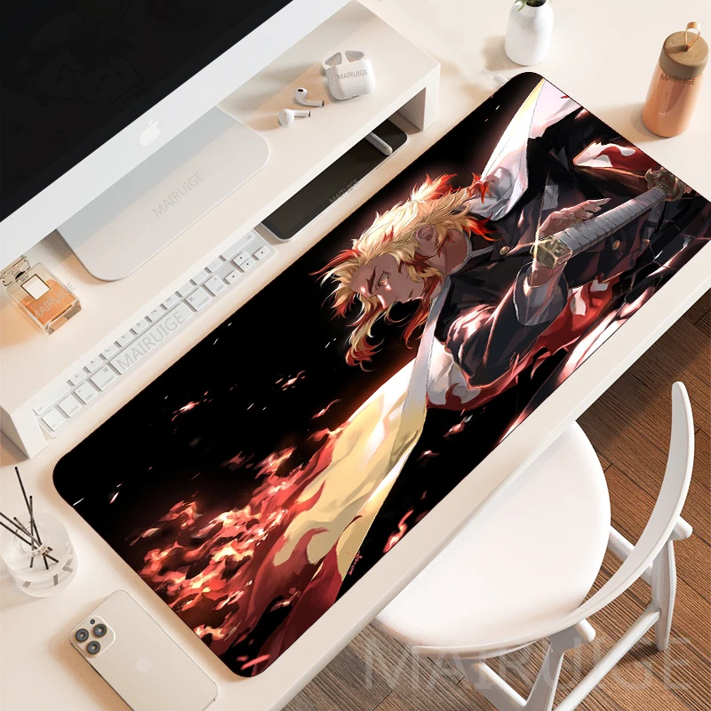 Kimetsu No Yaiba Giyuu Mousepads Gaming Accessories MousePad XXL Gamer Demon Slayer Rengoku Large Desk Mat Keyboard Mouse Pad