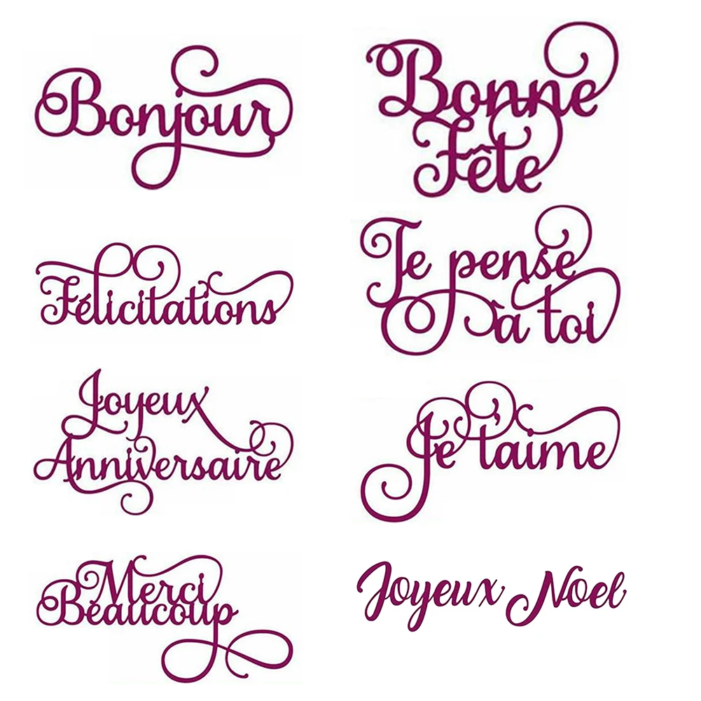 

Embossing Card Craft Cutting Dies Stencils French Alphabet Cutting Dies for DIY Scrapbooking Card Make Stencil Xmas Gifts
