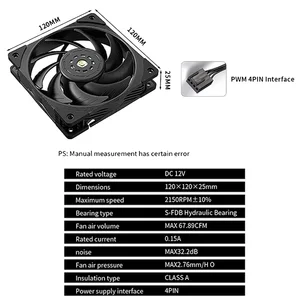 Teacer-Computer Cash Supply System, High Speed, Large Air Volume, PWM, 2150rpm, 120mm, SFDB, PC Gamer, CPU COOL, T30, 12cm 6 Main Sales CPU Gamer Cabinet - №2