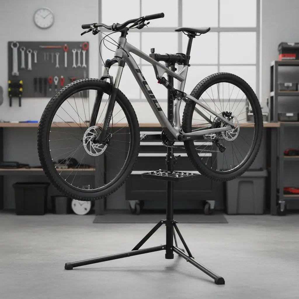 Fahrradständer, faltbar, höhenverstellbar 1035-1630 mm, robuster Fahrradreparaturständer, belastbar bis 38,56 kg, Montageständer
