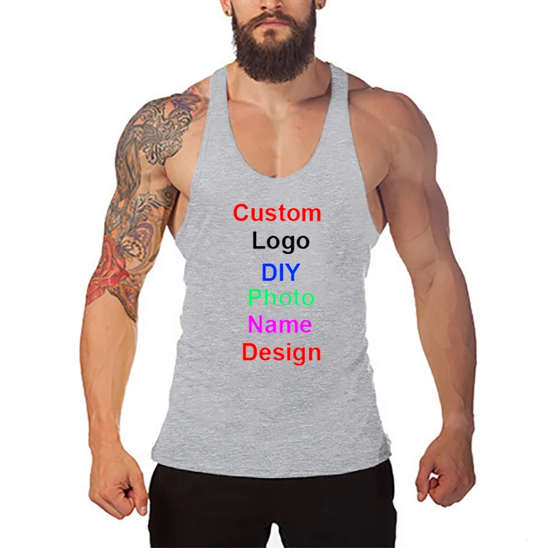 Print Personal Design DIY ONECOOL Clothing Clothes Fitness Tank Top Men Running Sleeveless T Shirt Cotton Workout Gym Vest