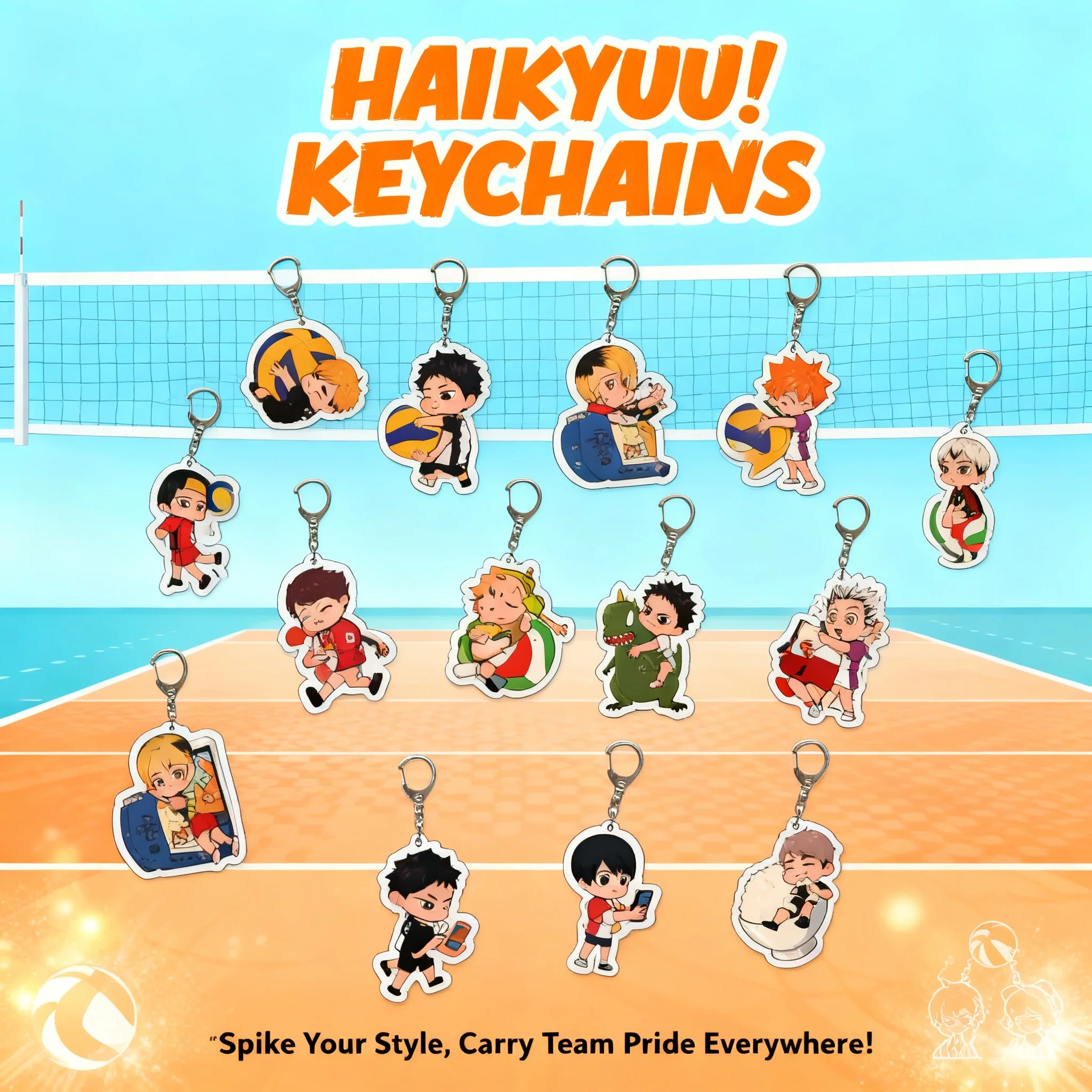 

Volleyball Haikyuu Keychain Acrylic Charm Anime Figures Hinata Shoyo Kageyama Tobio Noya Nishinoya Kenma Kozume Accessories