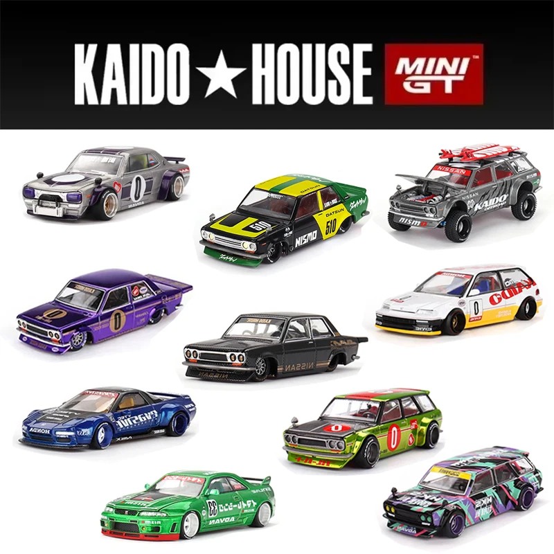 

MINIGT Kaido House 1:64 Skyline GTR R33 R34 NSX Evasive V2 Datsun 510 Honda CIVIC EF Миниатюрные игрушки Литая под давлением модель автомобиля