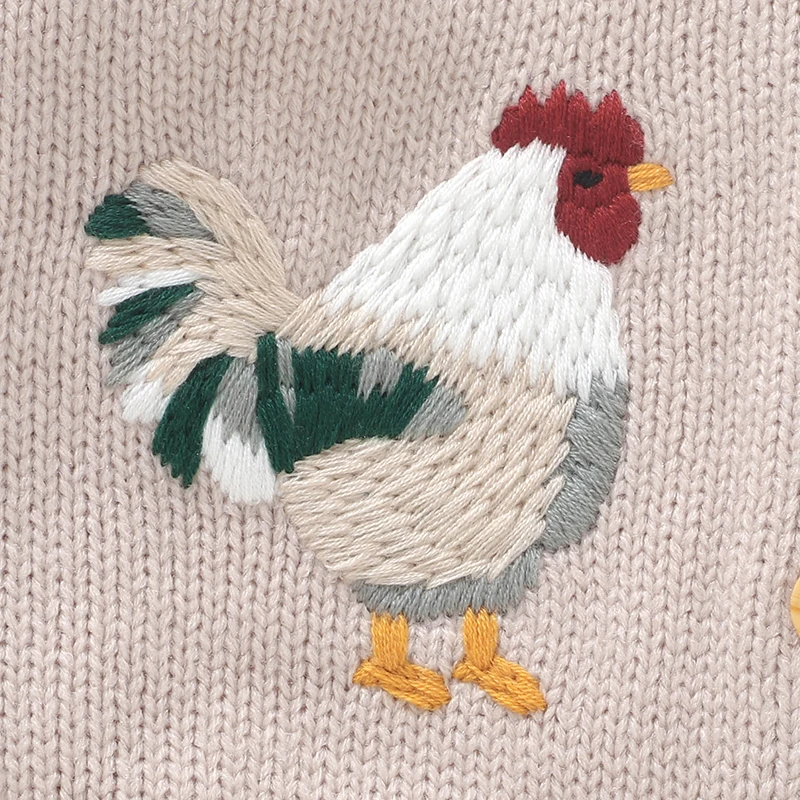 Baby Sweaters Knit Infant Girls Cardigan Long Sleeve Fall Children Clothing Newborn Tops Fashion Cute Embroidered Rooster Winter