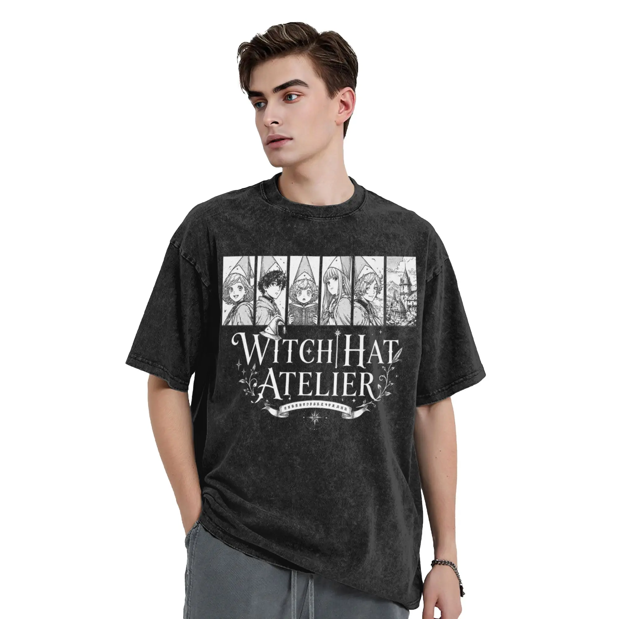 Witch Hat Atelier Anime Washed T Shirt Streetwear  Novelty T-Shirts  Tees Tops for Men Women Short Sleeve Harajuku Printed