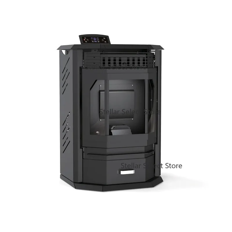 12KW Automatic Indoor Electric Pellet Stove Heater WiFi Enabled Steel 1076-sqft Heating Area for Houses Villas Smokefree