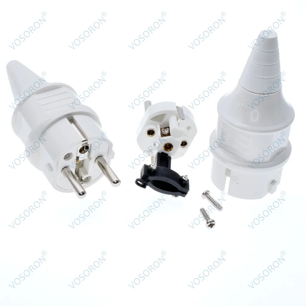 European Schuko 16A Power Plug IP44 Industry France/Germany Connector EU 2 Round Pins Adapter Type F AC Electrical Power