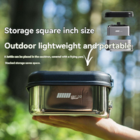 ALOCS Small Square Pot Set for Outdoor Camping Portable Stainless Steel 304 Kettle Pan Cookware