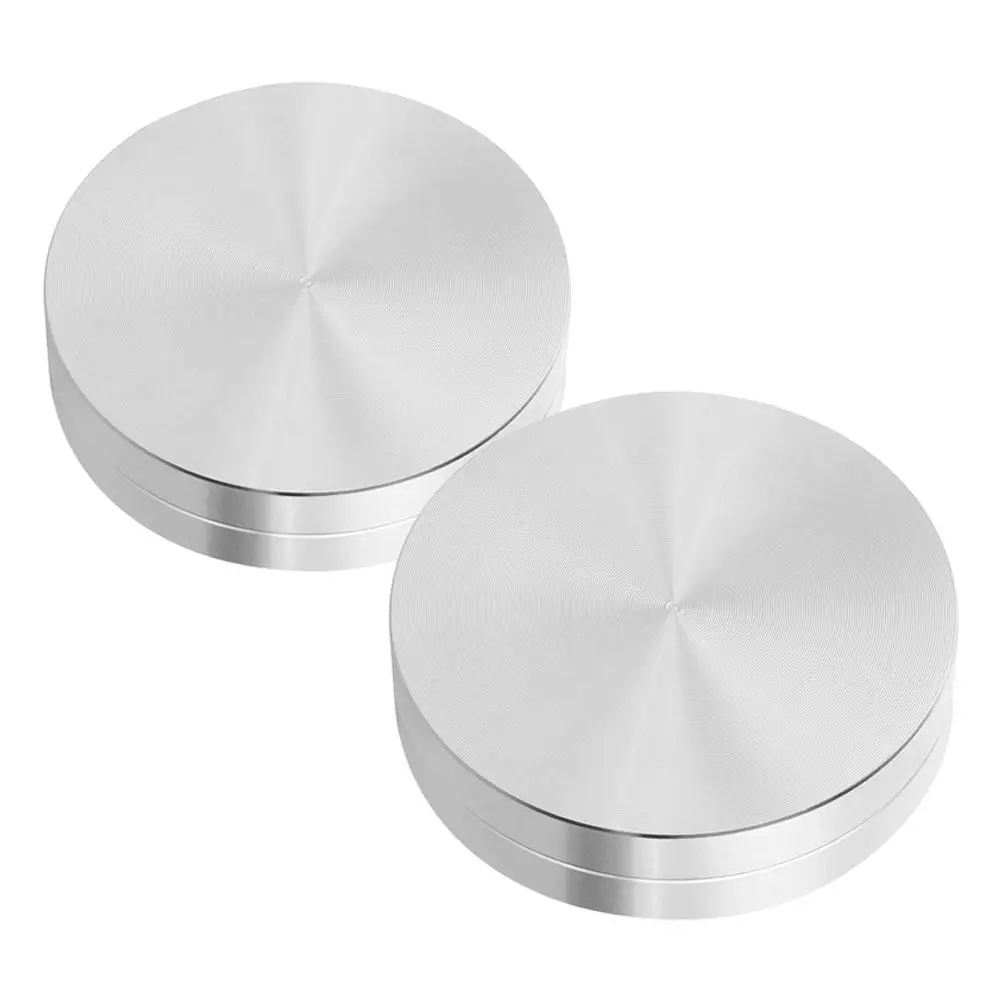 

2Pcs Cake Baking Turntable Display Stand Spinner Aluminum Alloy Rotating Base Glass Table Decor Round Making Storage