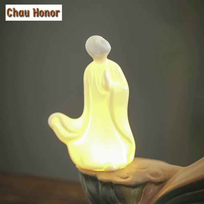 Zen Buddha Lotus Incense Holder Ball Backflow Lamp Circle Hanging Incense Backflow Holder Smell Distributor for Tea Decoration