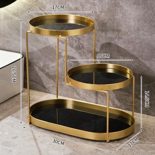 Bathroom Shelves Multilayer Cosmetics Iron Metal Gold Storage Shelf Dresser Mirror Front Desktop Toilet Decoration