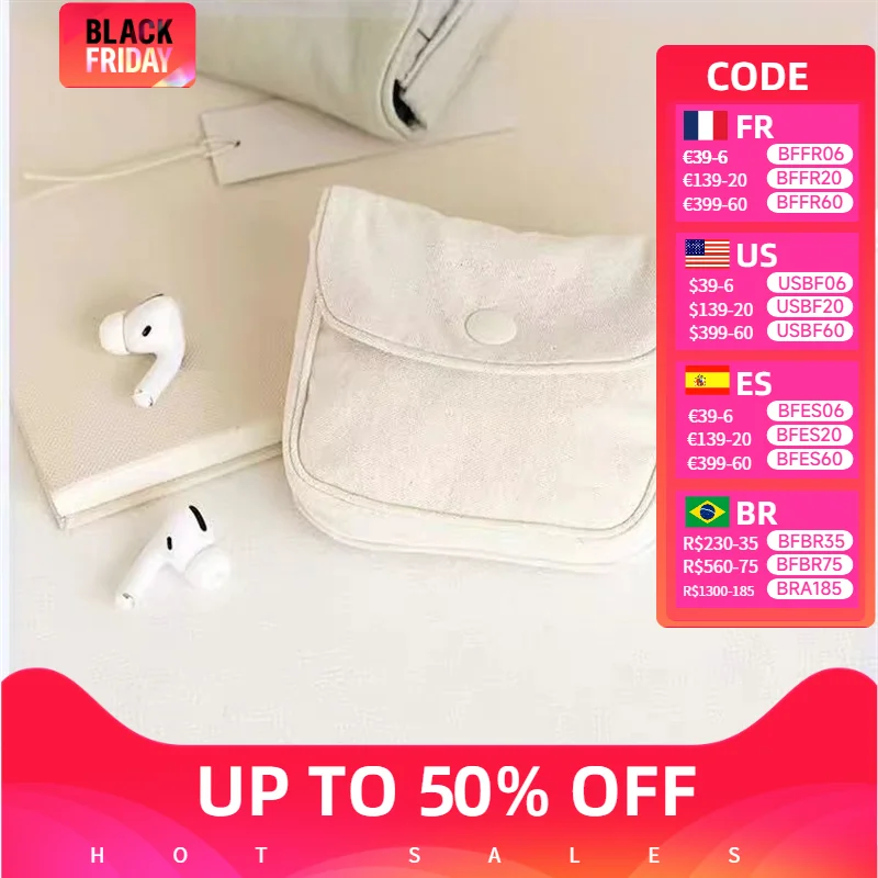 Solid Color Mini Coin Purse Portable Cash Wallet Lightweight Cotton Headphone Bag Women Key Pouch Travel Card Holder