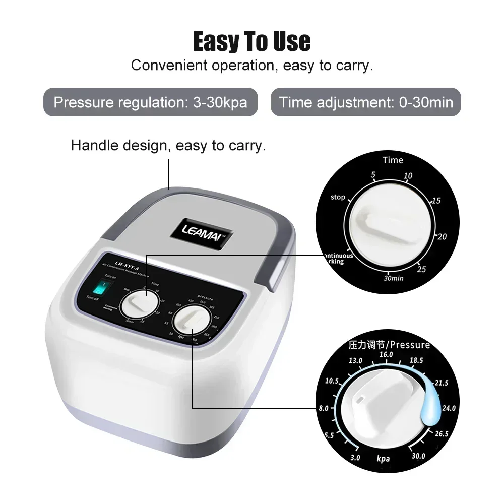 6 Cavity Air Pressure Leg Massager Pressotherapy Knee Arm Waist Foot Massage Machine Blood Circulation Air Compression Massager