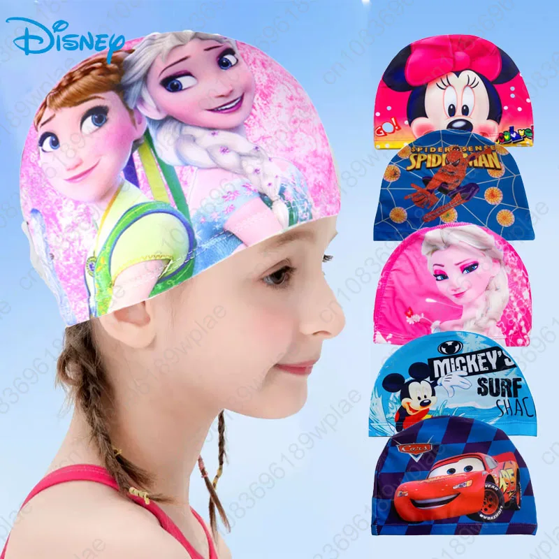 

Disney Swimming Cap Cartoon Anime for Children Elastic Fabric for Long Hair Kids Protect Ears Swim Pool Hat for Boys Girls Swim