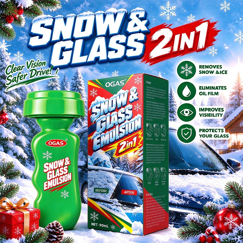 2in1 Windshield Deicer Snow Ice Melter Car Glass Oil Film Remover For Winter Snow Removal Tool 90ml Portable Easy Grip Handle