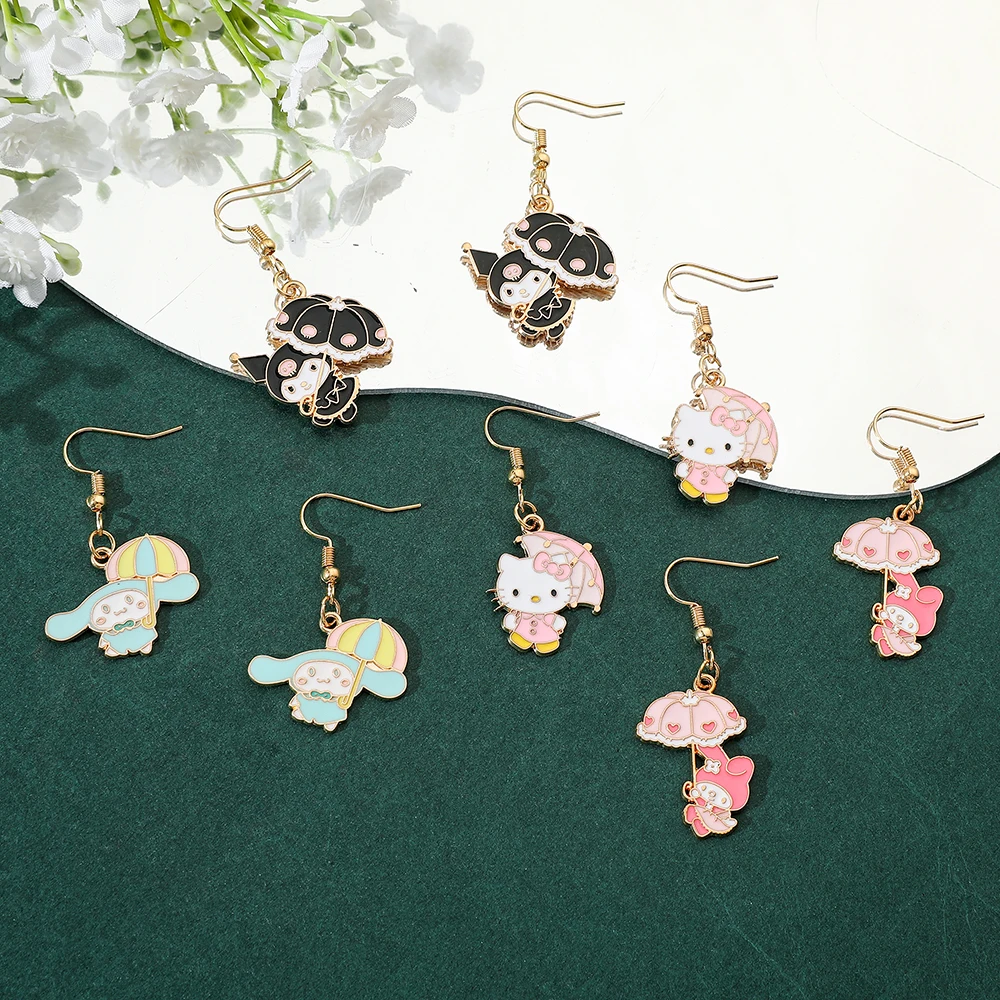 Sanrio Hello Kitty Girls Hook Earrings Kuromi Melody Cute Cartoon Fashion Earrings Best Friend Birthday Jewelry Accessory Gifts