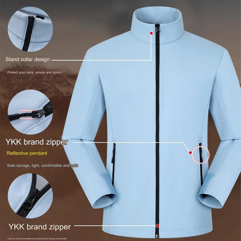 customized logo Men\'s Tactical Jackets Softshell Lightweight Coats with Pockets Water Resistant Outdoor Hiking couple top C2407