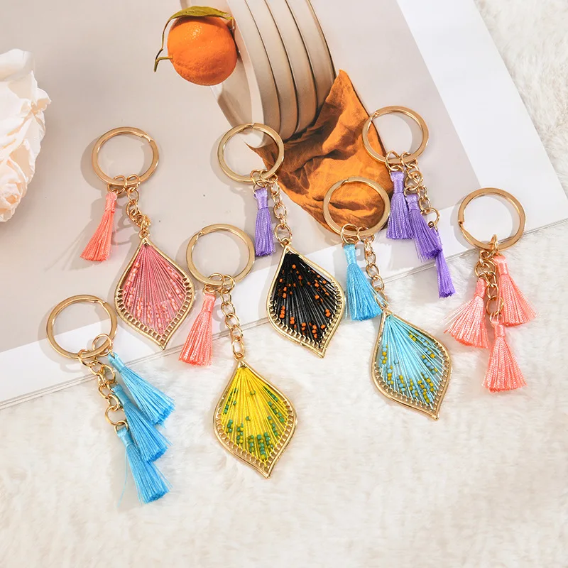 DIYJewelry Accessories Exquisite Hand-woven Hollow Leaf Drop-shaped Handmade Bag Pendant
