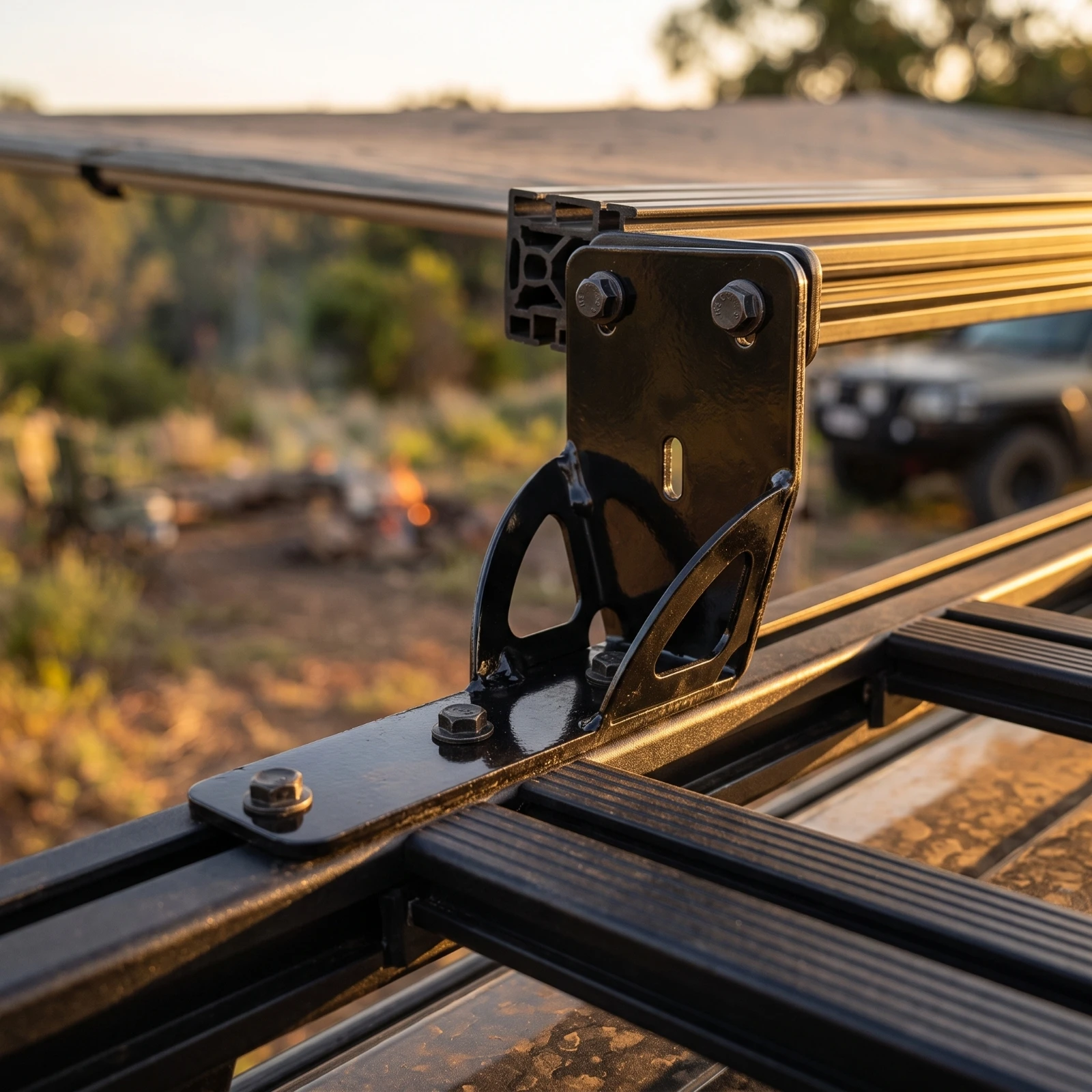 Awning Mounting Bracket Powder-Coated Awning Bracket with Gusset Hardware Galvanized Long-Lasting for Overlanders, Roof Rack
