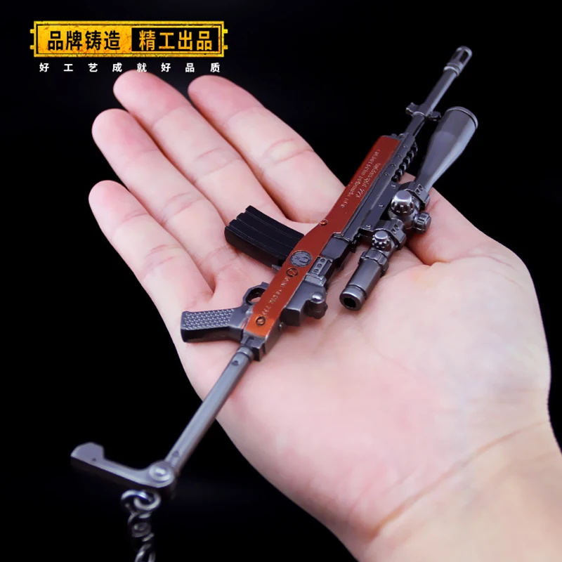 

17cm Mini-14 Light Sniper Rifle Metal Gun Miniatures PUBG Game Peripheral 1/6 US Soldier Weapons Equipment Military War Keychain