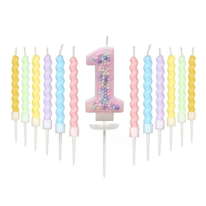 Macaron Ball Threaded Candle Set Birthday Candle Color Digital Candle Cake Decoration