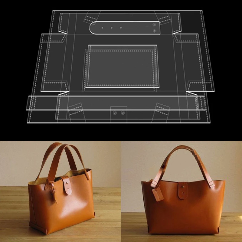 YOMDID 5 Stück handgefertigte Lederhandtaschen-Vorlagen, DIY-Lederherstellung, Acryl-Schablonen, Rucksack, Leder, Bastelbedarf
