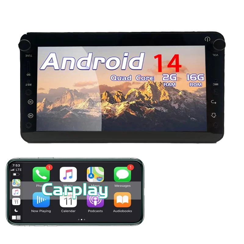 

Android car radio for Alfa Romeo Mito 2008-2016 stereo screen Carplay Bluetooth GPS Navigation FM radio 7’ [2+16G]