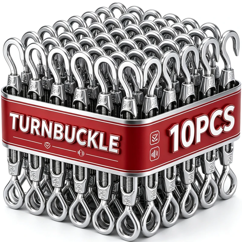 10/1PCS Hook and Eye Tensioners Rope Stainless Steel Cable Tension Adjustable Garden Wire Ropes Tensioner Locking Device Hooks