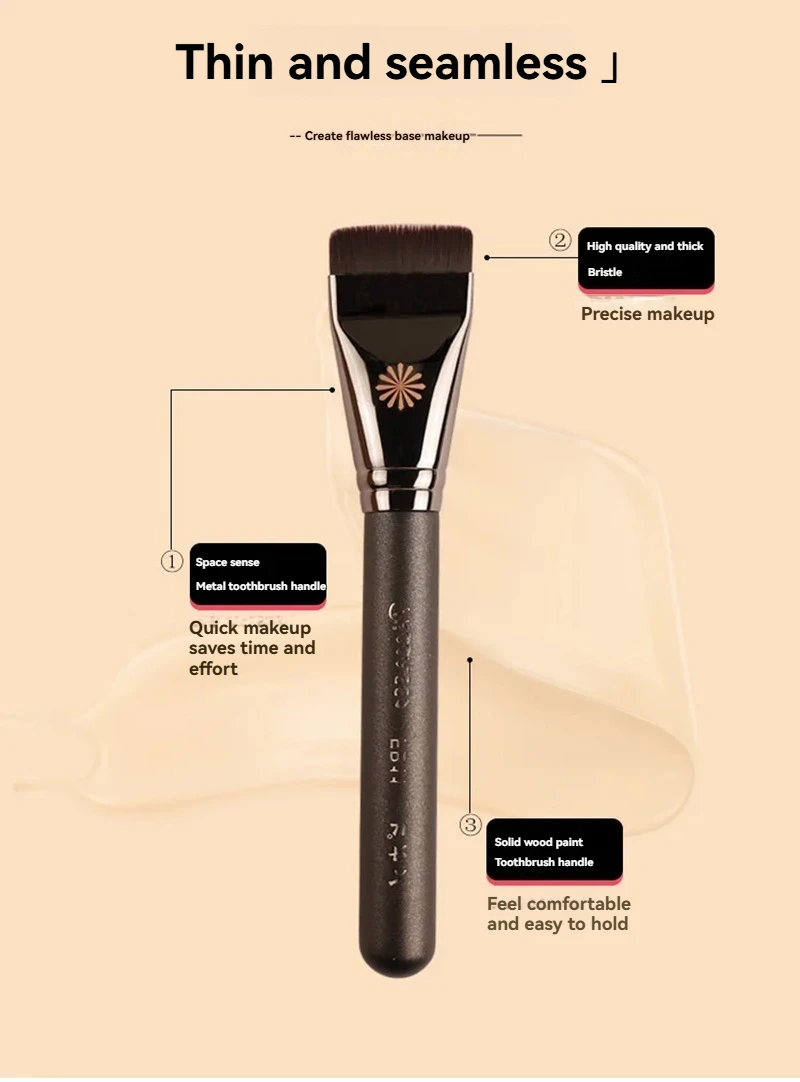 FB11 cepillo de base de cabeza plana pelo de fibra suave cepillo de base profesional cepillo de aseo detalle herramientas cosméticas