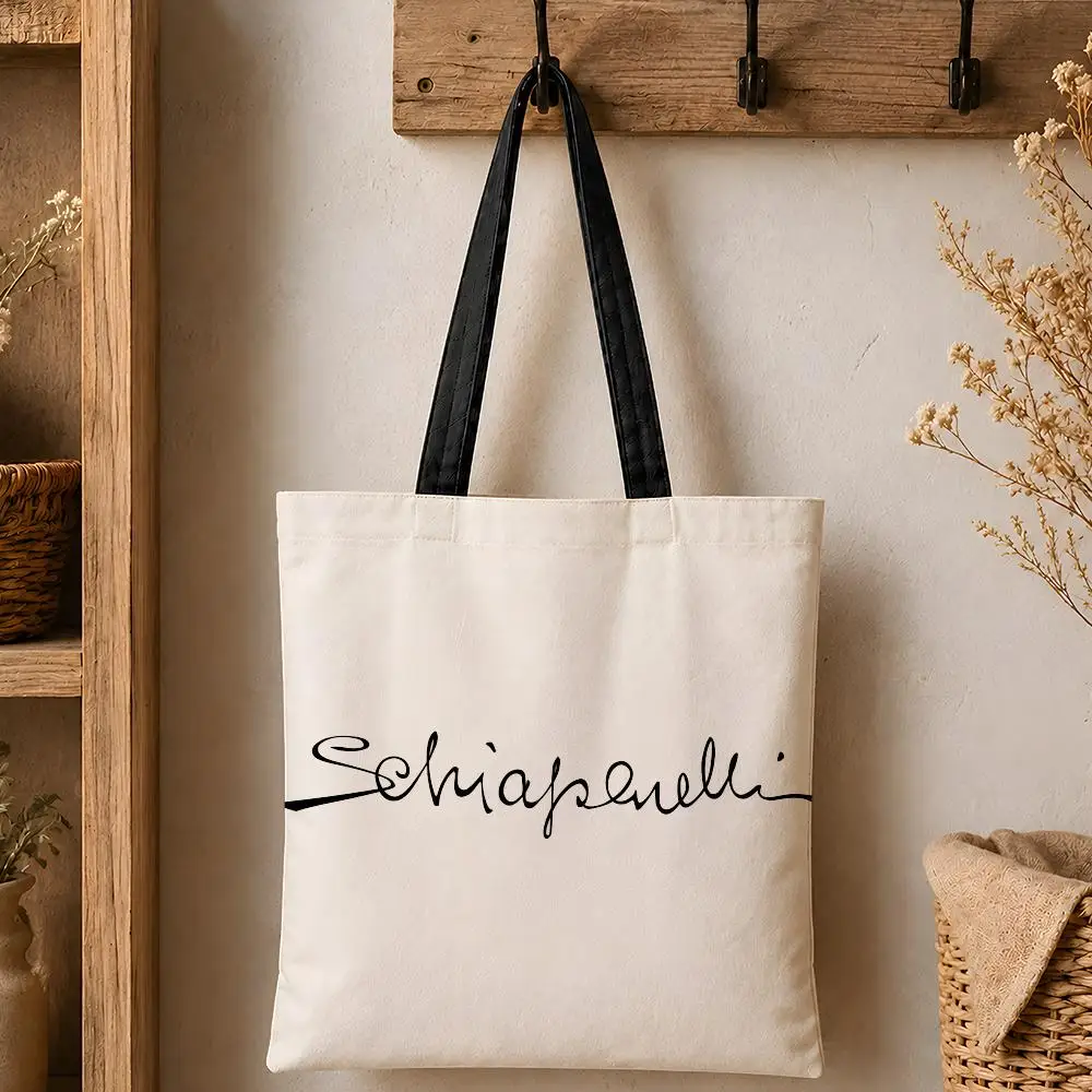 Luxuriöse S-Schiaparelli Aufbewahrungstaschen Modische Baumwoll-Canvas-Tragetasche 12/16oz Umweltfreundliche Wiederverwendbare Einkaufstasche mit Großer Kapazität – Detail 14