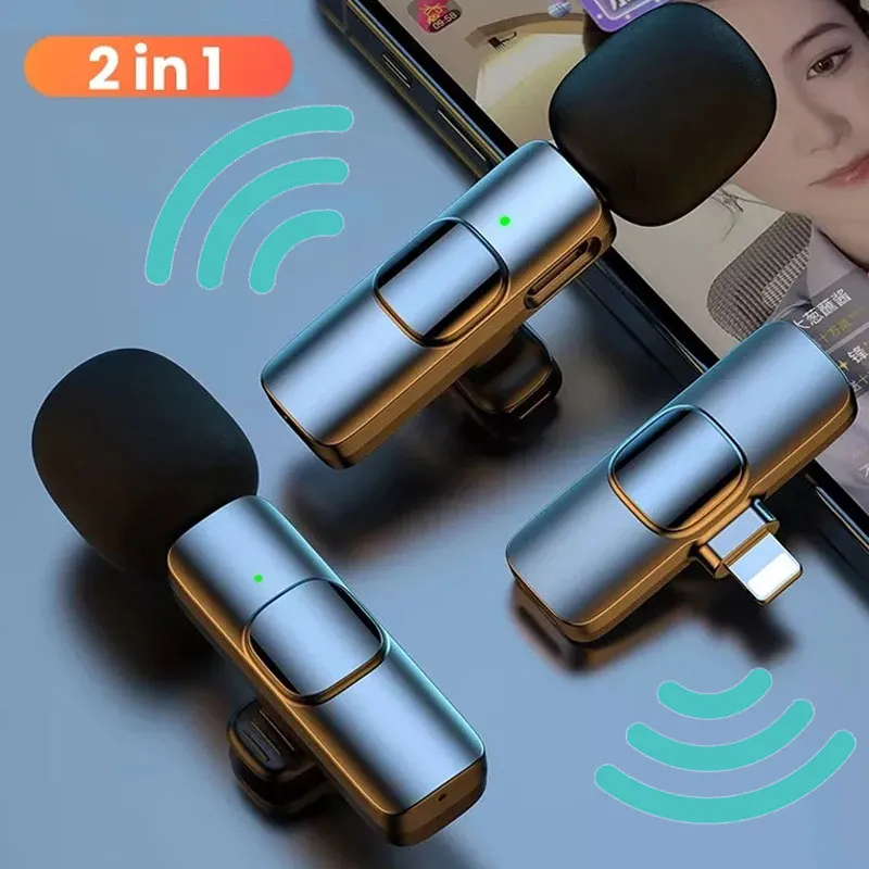 Micrófono Lavalier inalámbrico, Mini micrófono para grabación de Audio y vídeo para iPhone, teléfono Android, transmisión en vivo, micrófono portátil para juegos