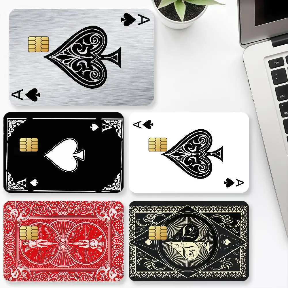 Game Playing Poker Credit Card 4PCS Anti-scratch Waterproof Stickers for Bank Debit Decorative Protection Bus Subway