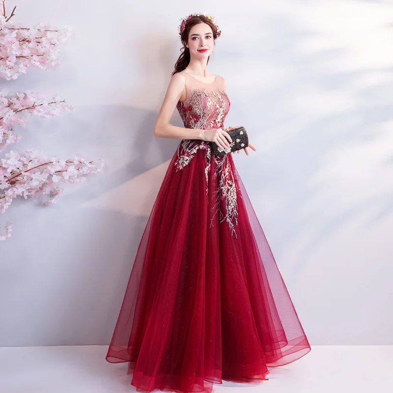 

Customized Elegant Red Women Evening Dresses Appliques Prom Party Gowns Formal Vestido De Noche Abenkleider robes de soirée