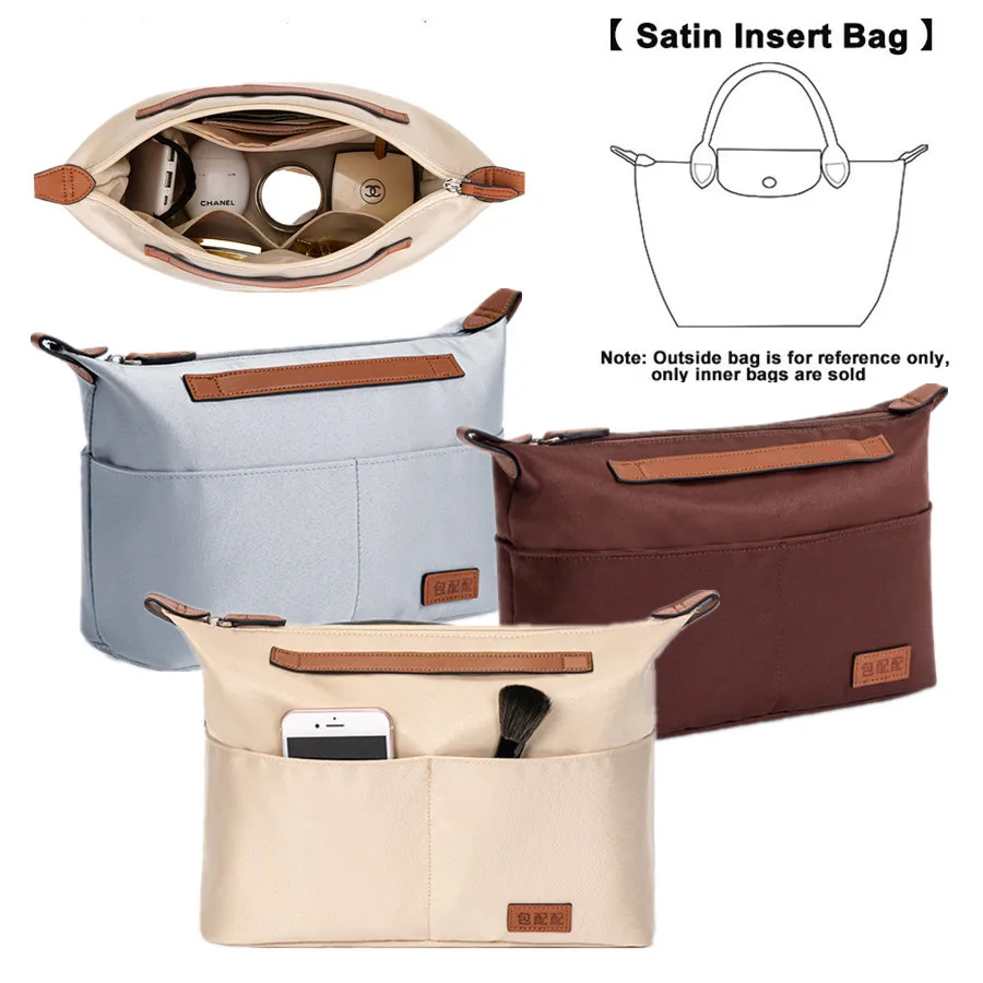 Inner Bag For Longchamp LE PLIAGE Handbags Nylon Insert Bag Makeup Handbag Organizer Portable Zipper Cosmetic Bags Storage