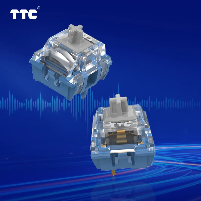 Switch Mecânico TTC Speed Silver Linear 40g 1.4mm Atuação Rápida 5 Pinos Pré-lubrificado Som HIFI RGB Hot Swap para Teclado Gamer