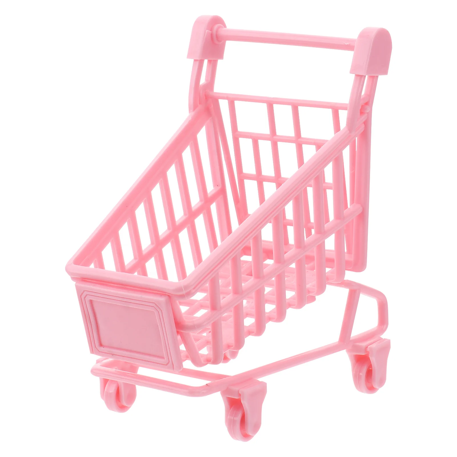Mini Shopping Cart Trolly Ornament Storage Basket Desktop Organizer Girl Photo Prop Wheel Color Random