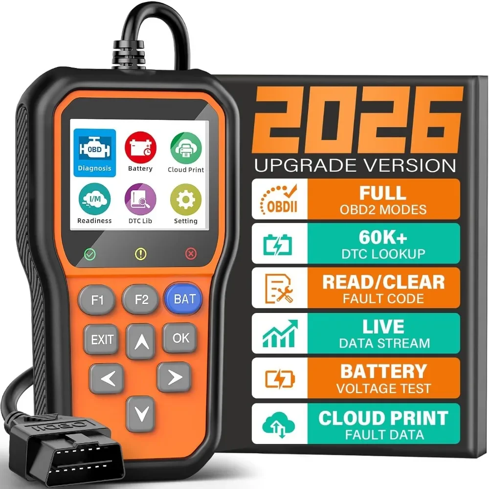 

OBD2 Scanner Battery Test Live Data Cloud Print Freeze Frame DTC Lookup 1996+ OBDII Protocol Cars