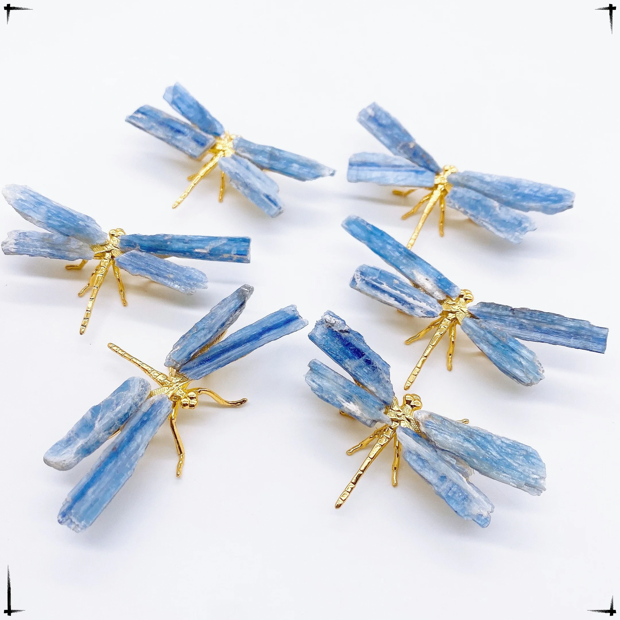 Natural Kyanite Dragonfly Figurine Crystal Stone Handmade DIY Spar Crafts Butterfly Reiki Healing Home Garden Decoration Gift