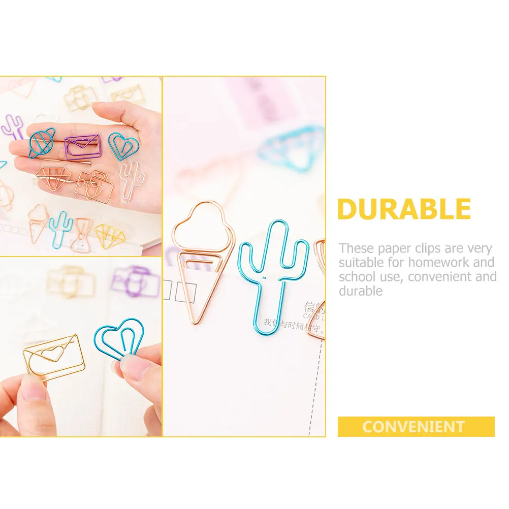 

60 Pcs Hollow Paper Clip Set Creative Clips Office Document Paperclips for Alloy Colorful